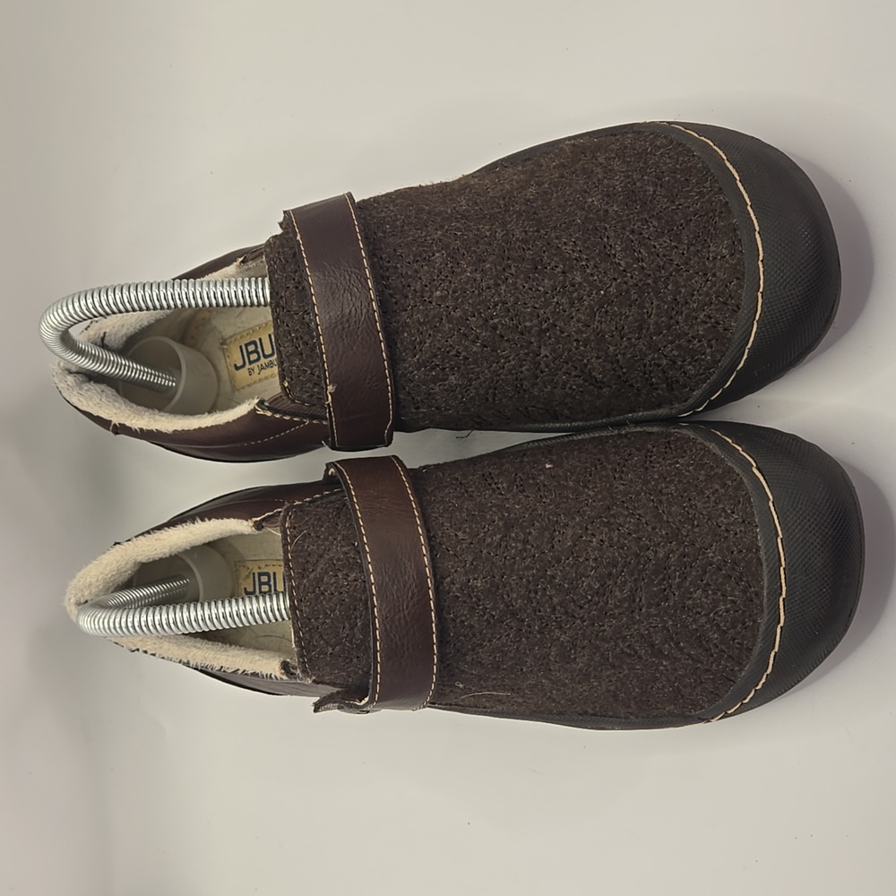 Jambu Dark Brown Felt Strap Slip-On Flats